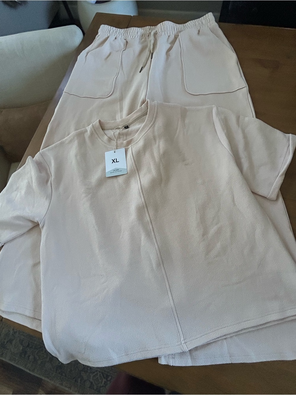 NWT Amazon 2 piece Cream Top and Pant Set